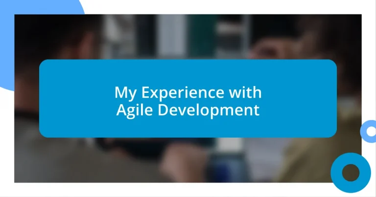 My Experience with Agile Development