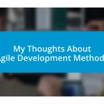 My Thoughts About Agile Development Methods