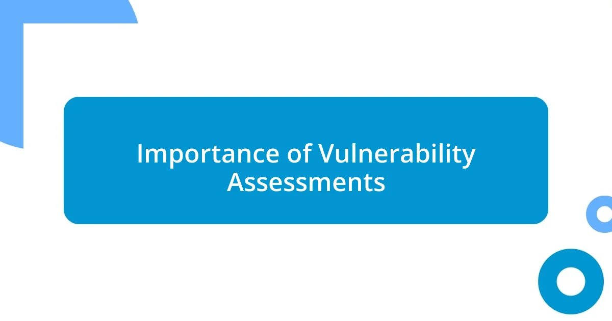 Importance of Vulnerability Assessments